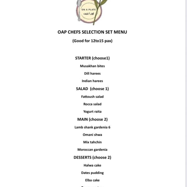 OAP chef’s selection Set menu
